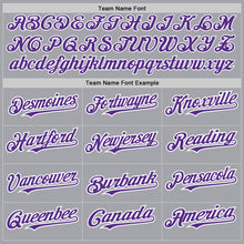 Laden Sie das Bild in den Galerie-Viewer, Custom Gray Purple-White Authentic Baseball Jersey
