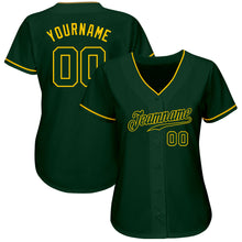 Load image into Gallery viewer, Custom Green Green-Gold Authentic Baseball Jersey
