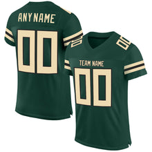 Load image into Gallery viewer, Custom Green Cream-Black Mesh Authentic Football Jersey
