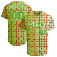 Load image into Gallery viewer, Custom Green Neon Green-White 3D Pattern Design Authentic Baseball Jersey

