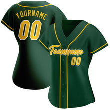 Load image into Gallery viewer, Custom Green Gold-White Authentic Baseball Jersey
