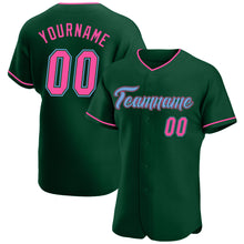 Load image into Gallery viewer, Custom Green Pink-Light Blue Authentic Baseball Jersey
