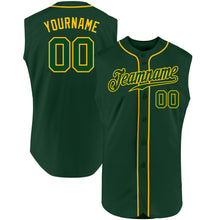 Laden Sie das Bild in den Galerie-Viewer, Custom Green Green-Gold Authentic Sleeveless Baseball Jersey
