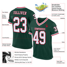 Load image into Gallery viewer, Custom Green White-Red Mesh Authentic Throwback Football Jersey
