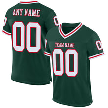 Load image into Gallery viewer, Custom Green White-Red Mesh Authentic Throwback Football Jersey
