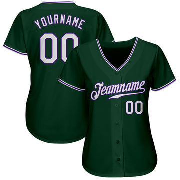 Custom Green White-Purple Authentic Baseball Jersey