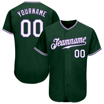 Custom Green White-Purple Authentic Baseball Jersey
