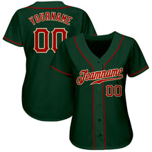 Load image into Gallery viewer, Custom Green Red-Cream Authentic Baseball Jersey
