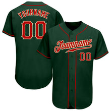 Load image into Gallery viewer, Custom Green Red-Cream Authentic Baseball Jersey
