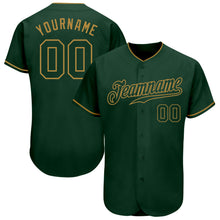 Load image into Gallery viewer, Custom Green Green-Old Gold Authentic Baseball Jersey
