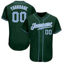 Load image into Gallery viewer, Custom Green Light Blue-White Authentic Baseball Jersey
