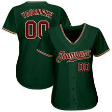 Load image into Gallery viewer, Custom Green Crimson-City Cream Authentic Baseball Jersey
