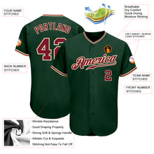 Load image into Gallery viewer, Custom Green Crimson-City Cream Authentic Baseball Jersey
