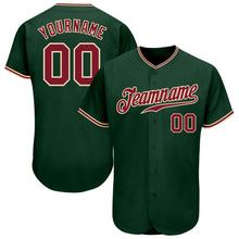Load image into Gallery viewer, Custom Green Crimson-City Cream Authentic Baseball Jersey
