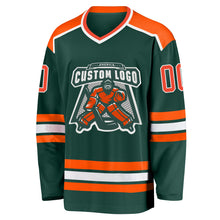Laden Sie das Bild in den Galerie-Viewer, Custom Green Orange-White Hockey Jersey
