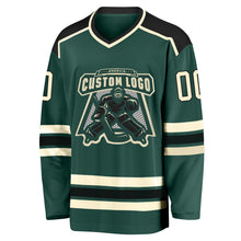 Laden Sie das Bild in den Galerie-Viewer, Custom Green Cream-Black Hockey Jersey
