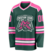 Laden Sie das Bild in den Galerie-Viewer, Custom Green Pink-White Hockey Jersey
