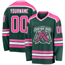 Laden Sie das Bild in den Galerie-Viewer, Custom Green Pink-White Hockey Jersey
