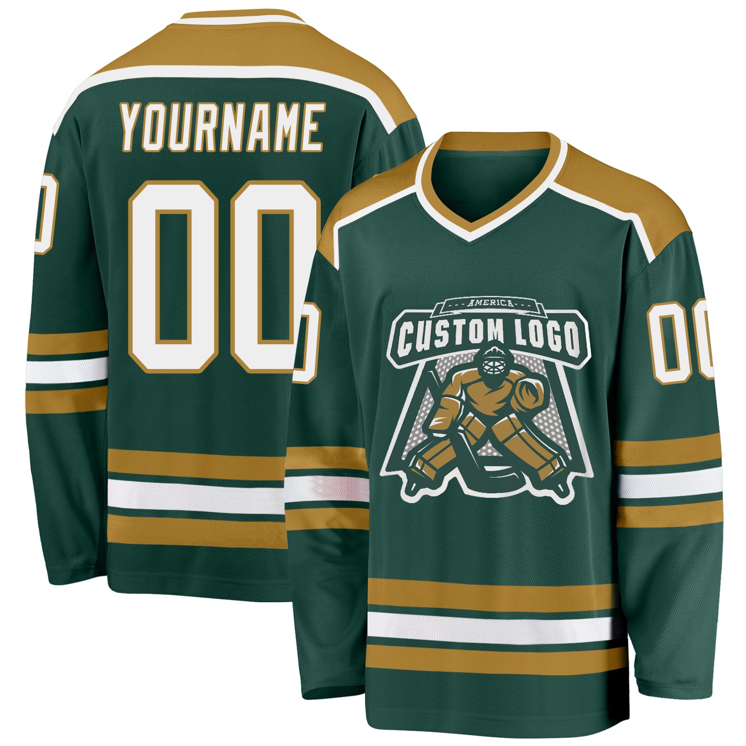 Custom Hockey Jersey Old Gold Teal-Black Hockey Lace Neck Jersey Men's Size:L