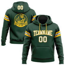 Load image into Gallery viewer, Custom Stitched Green White-Gold Football Pullover Sweatshirt Hoodie
