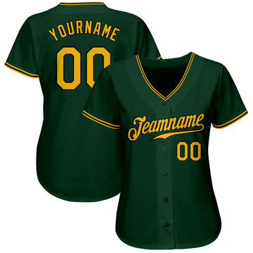 Custom Green Gold-Black Authentic Baseball Jersey