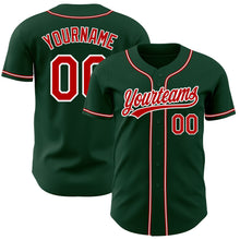 Load image into Gallery viewer, Custom Green Red-White Authentic Baseball Jersey
