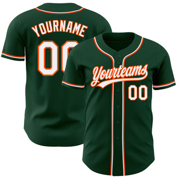 Custom Green White-Orange Authentic Baseball Jersey