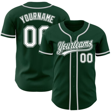 Custom Green White-Gray Authentic Baseball Jersey