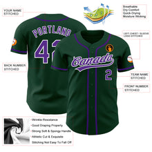 Load image into Gallery viewer, Custom Green Purple-White Authentic Baseball Jersey
