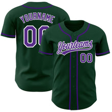 Load image into Gallery viewer, Custom Green Purple-White Authentic Baseball Jersey
