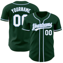 Load image into Gallery viewer, Custom Green White-Light Blue Authentic Baseball Jersey
