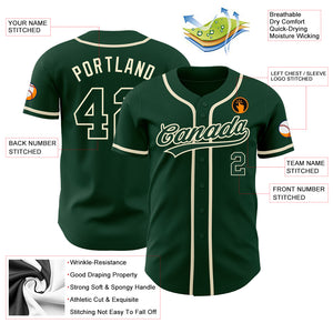 Custom Green Green-Cream Authentic Baseball Jersey