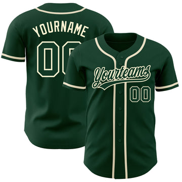 Custom Green Green-Cream Authentic Baseball Jersey