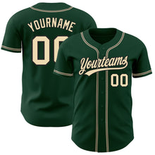 Load image into Gallery viewer, Custom Green City Cream-Black Authentic Baseball Jersey

