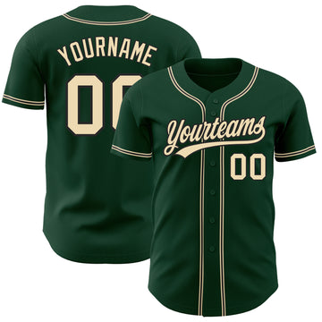 Custom Green City Cream-Black Authentic Baseball Jersey