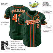 Load image into Gallery viewer, Custom Green White Pinstripe Orange Authentic Baseball Jersey
