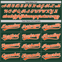 Load image into Gallery viewer, Custom Green White Pinstripe Orange Authentic Baseball Jersey
