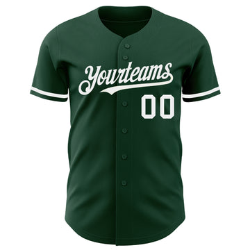 Custom Green White Authentic Baseball Jersey