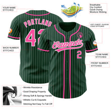 Load image into Gallery viewer, Custom Green White Pinstripe Pink Authentic Baseball Jersey
