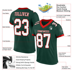 Custom Green White-Red Mesh Authentic Football Jersey