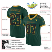 Load image into Gallery viewer, Custom Green Black-Old Gold Mesh Authentic Football Jersey
