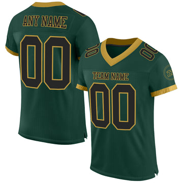 Custom Green Black-Old Gold Mesh Authentic Football Jersey