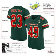 Load image into Gallery viewer, Custom Green Red-Cream Mesh Authentic Football Jersey
