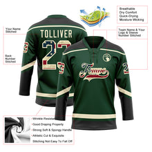 Laden Sie das Bild in den Galerie-Viewer, Custom Green Vintage USA Flag Black-Cream Hockey Lace Neck Jersey
