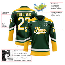 Laden Sie das Bild in den Galerie-Viewer, Custom Green White-Gold Hockey Lace Neck Jersey
