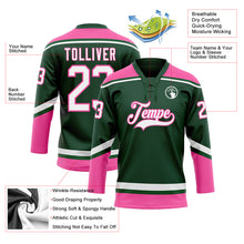 Laden Sie das Bild in den Galerie-Viewer, Custom Green White-Pink Hockey Lace Neck Jersey
