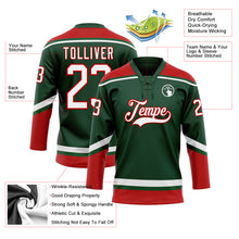 Load image into Gallery viewer, Custom Green White-Red Hockey Lace Neck Jersey
