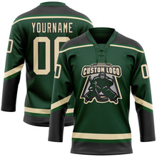 Load image into Gallery viewer, Custom Green City Cream-Black Hockey Lace Neck Jersey
