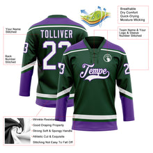 Load image into Gallery viewer, Custom Green White-Purple Hockey Lace Neck Jersey
