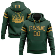 Load image into Gallery viewer, Custom Stitched Green Old Gold-Black Football Pullover Sweatshirt Hoodie
